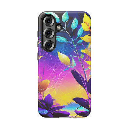 Artistic Vibrant Neon Floral Leaf Tough Phone Case