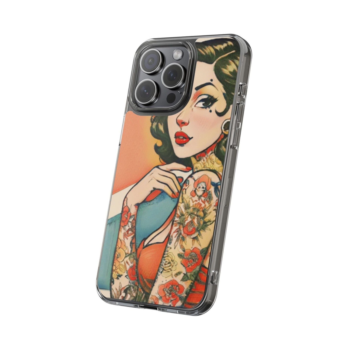 Retro Pin Up Clear Phone Case