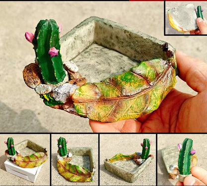 Naturalistic Cactus Resin Water & Food Dish
