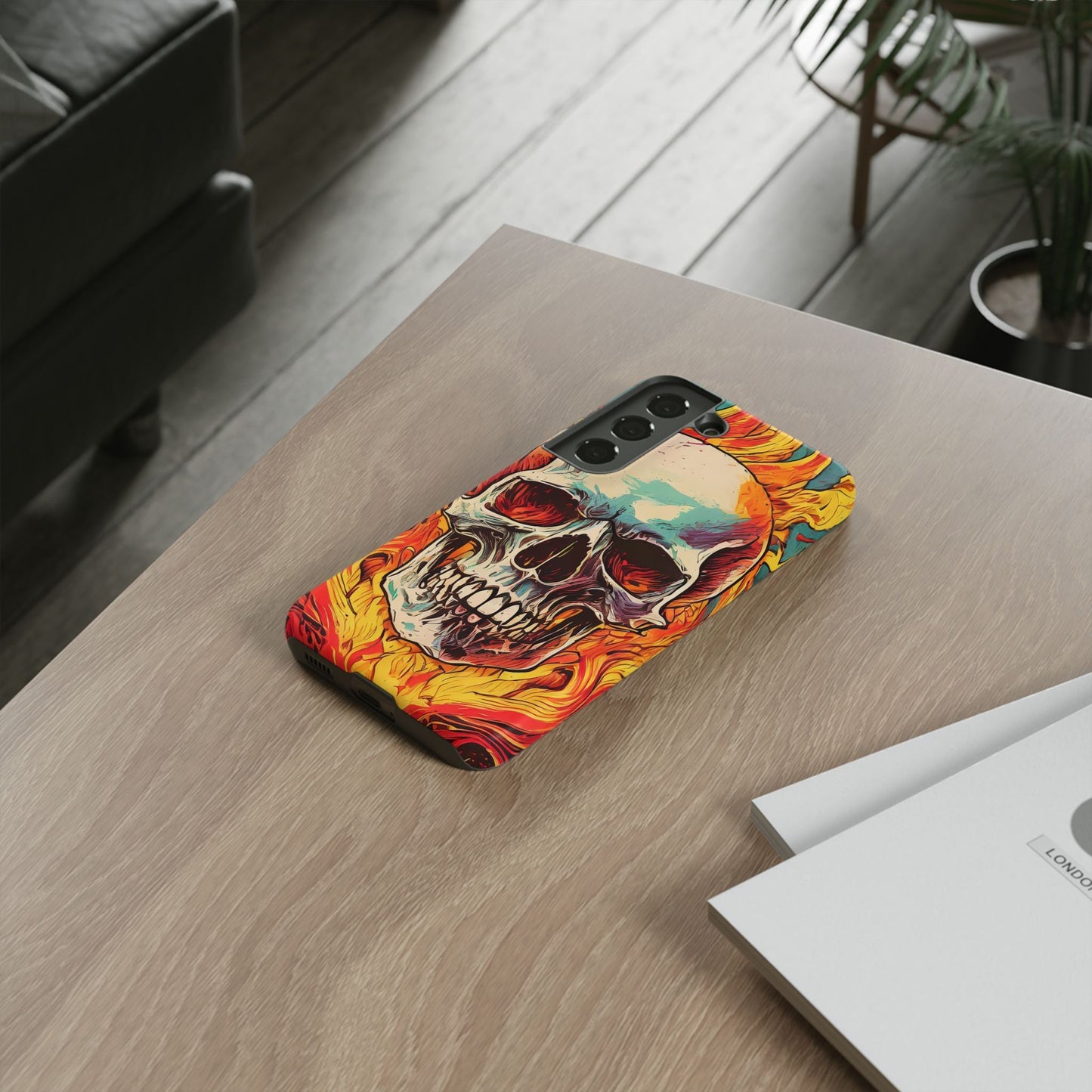 Flaming Skull Tough Phone Case