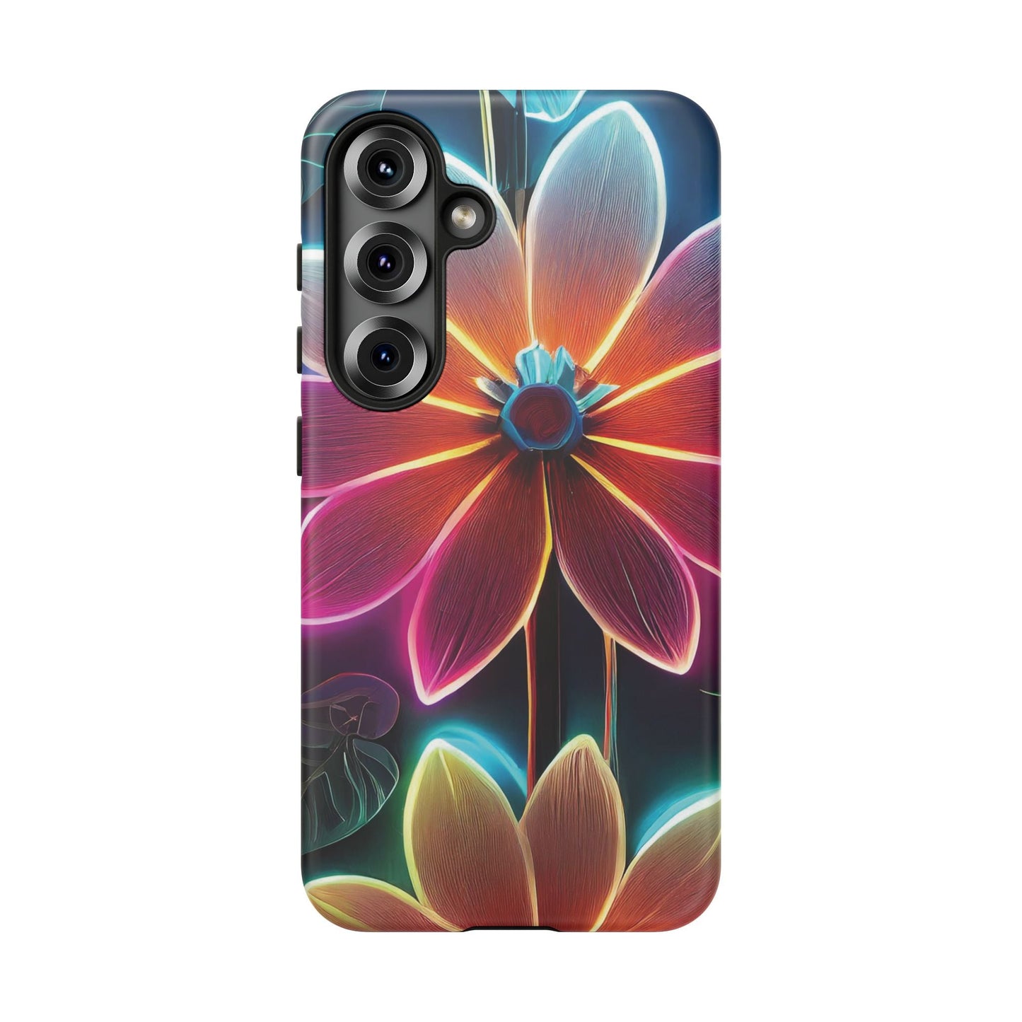 Vibrant Neon Flowers Tough Phone Case