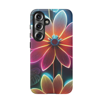 Vibrant Neon Flowers Tough Phone Case