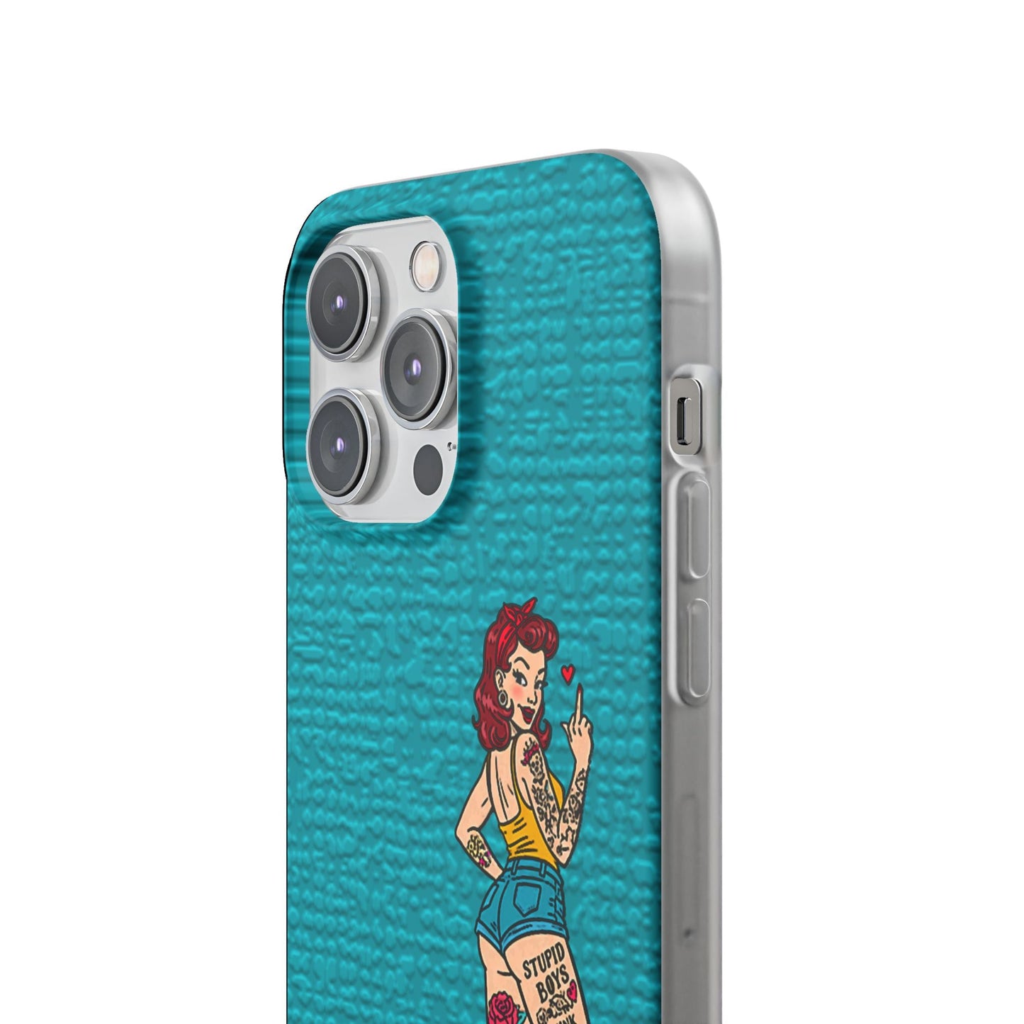 Sassy Pin-Up Stupid Boys Teal Flexi Phone Case