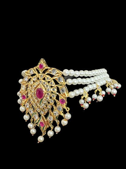 C281 Alvira ruby choker with shell pearls ( SHIPS IN 2 WEEKS )