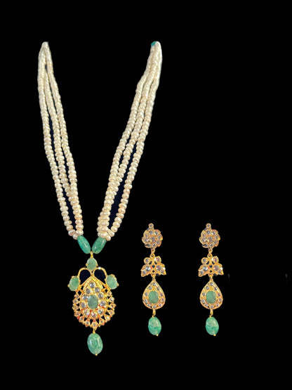 PS491 Hyderabadi Jugni in freshwater pearls and emerald (READY TO SHIP)
