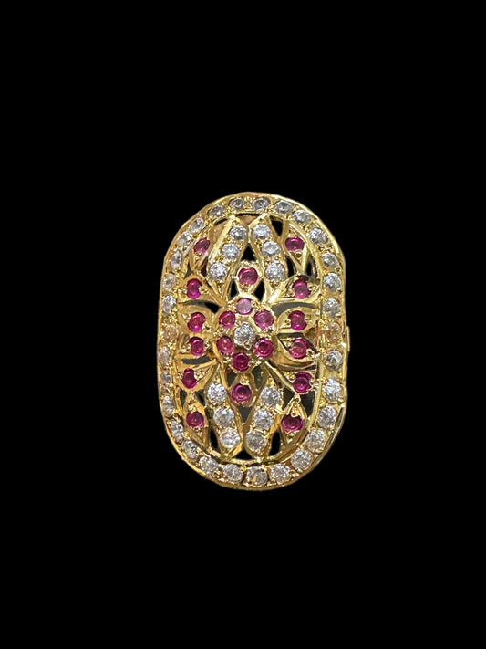 Ruby zircon gold plated silver ring ( SHIPS IN 4 WEEKS )