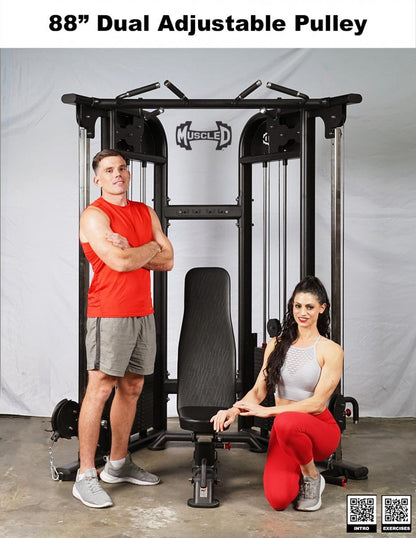 Muscle D Fitness Dual Adjustable Pulley – Two Stack Cable Machine