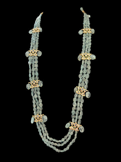 DLN63 aquamarine beads Rani haar with earrings ( READY TO SHIP )