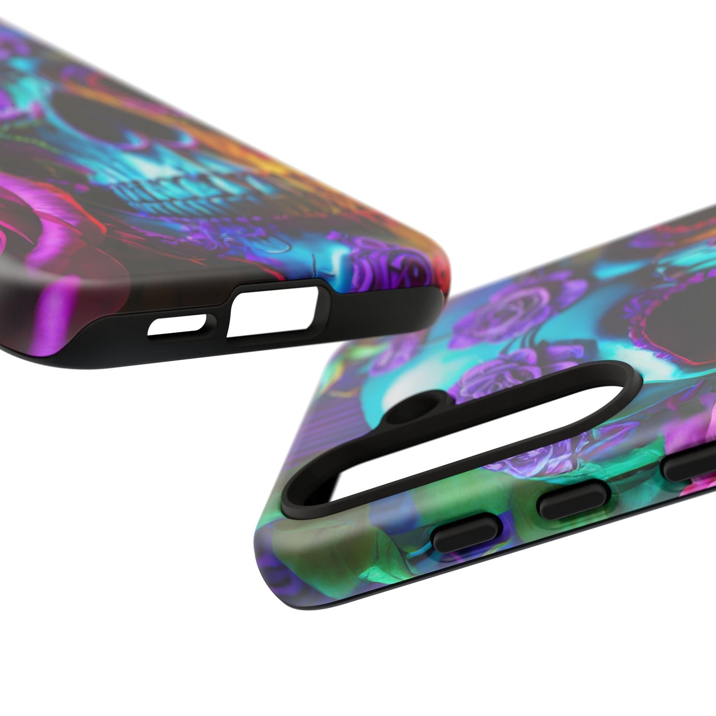 Neon Skull and Roses Vibrant Tough Phone Case