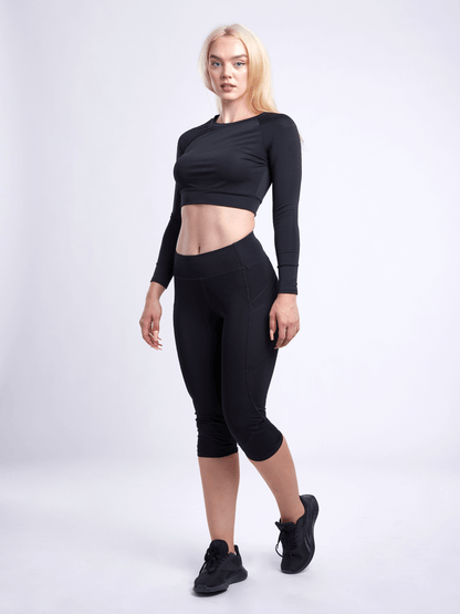 JupiterGear Mid-Rise Capri Fitness Leggings with Side Pockets