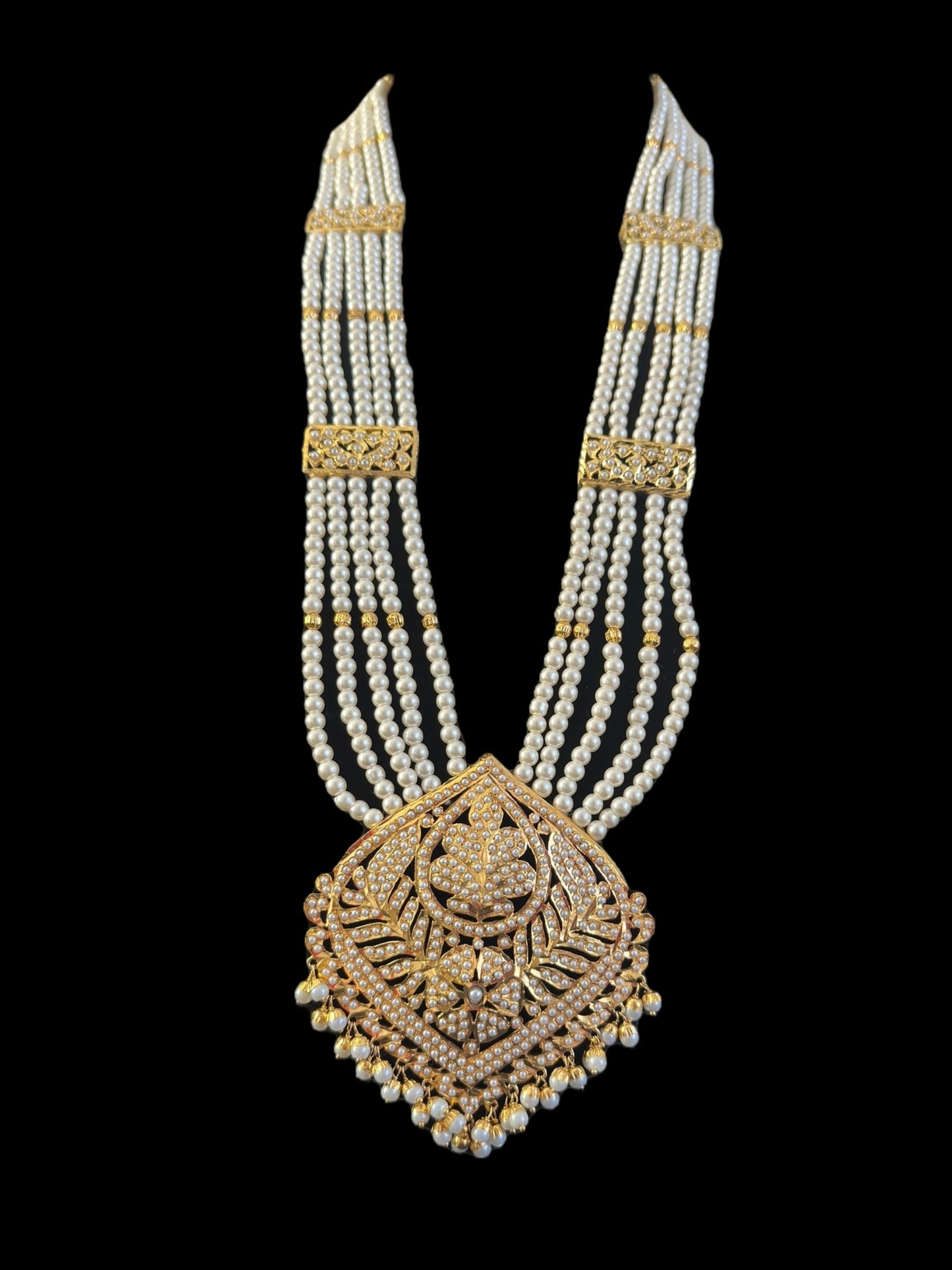 DLN107 Roosa Punjabi rani haar in pearls ( SHIPS IN 4 WEEKS )