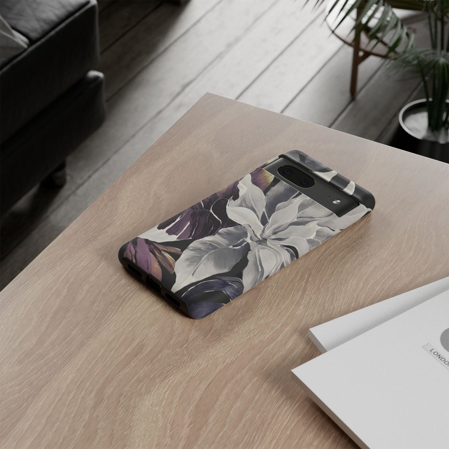 White & Plum Floral Tough Phone Case