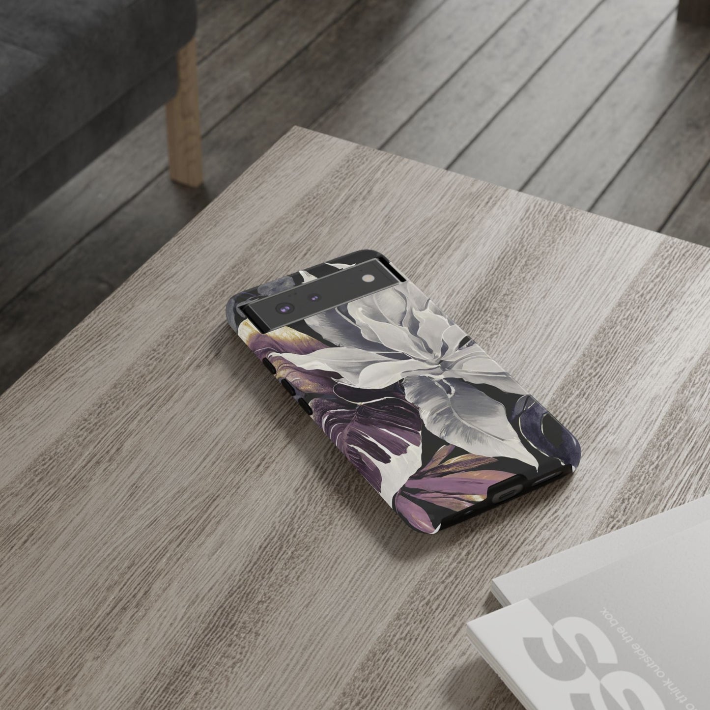 White & Plum Floral Tough Phone Case