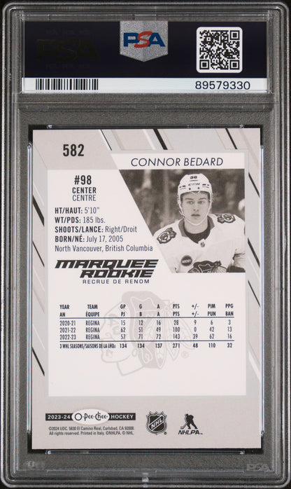 Graded 2023 Upper Deck O-pee-Chee Connor Bedard #582 Rookie RC Hockey Card PSA 10 Gem Mint