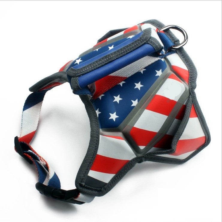 USA Patriotic Star Dog Harness+Leash Set