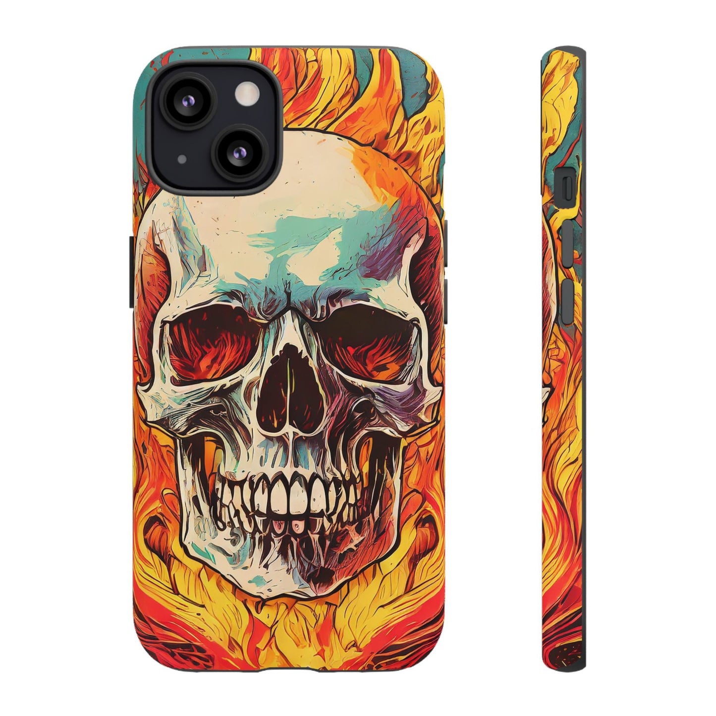 Flaming Skull Tough Phone Case