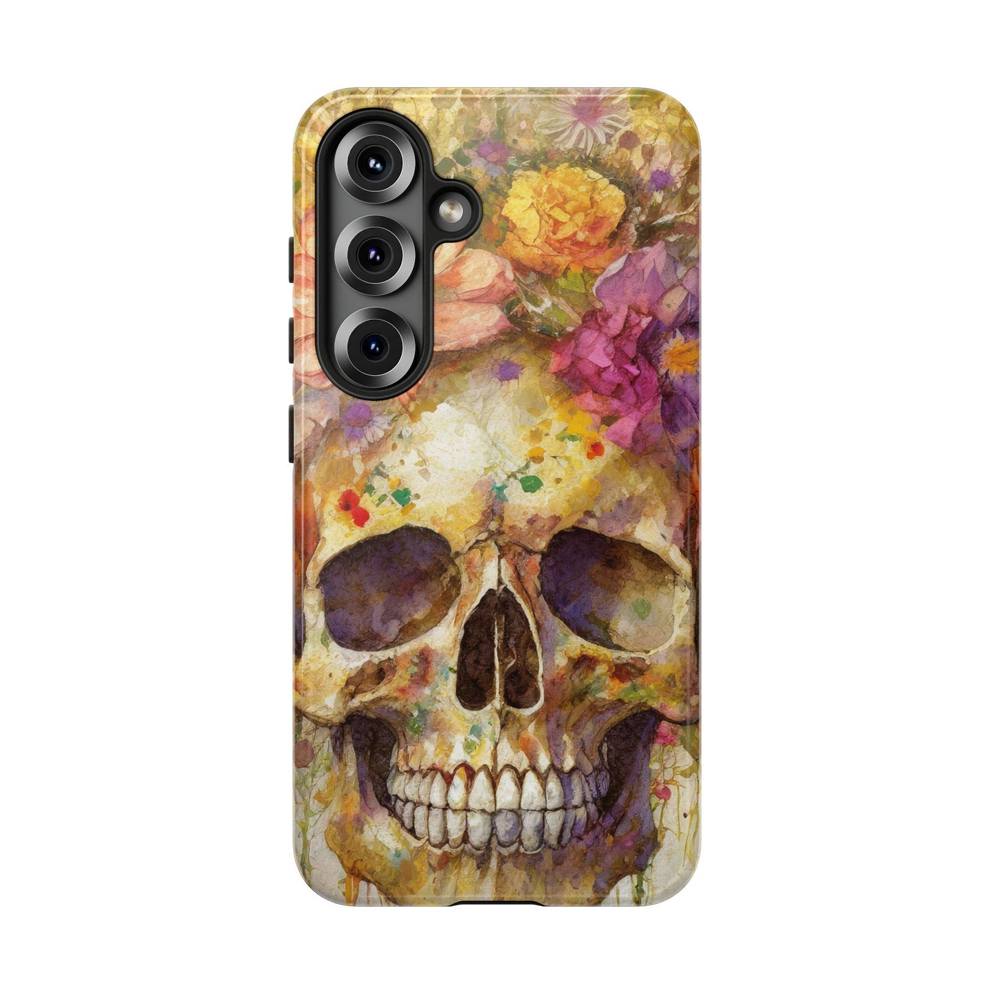 Unique Floral Skull Tough Phone Case