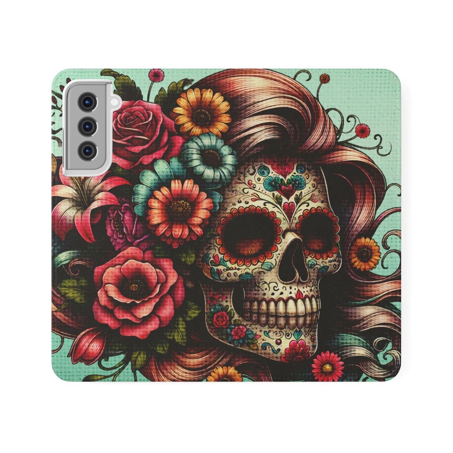 Sugar Skull Flip Wallet Phone Case
