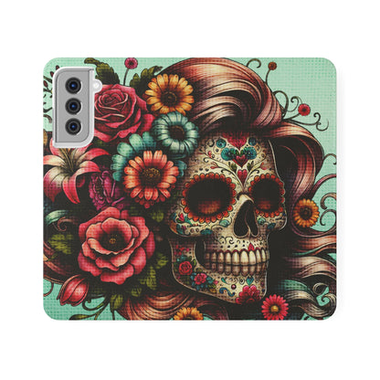 Sugar Skull Flip Wallet Phone Case