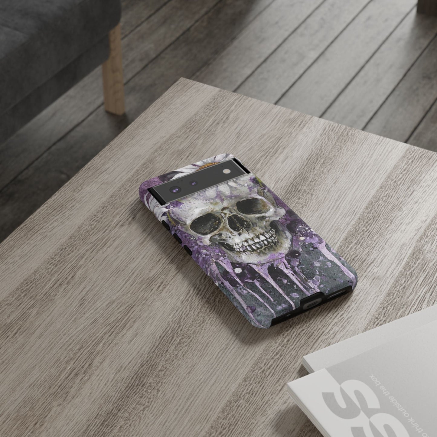 Plum Skull and Daisy Tough Phone Case