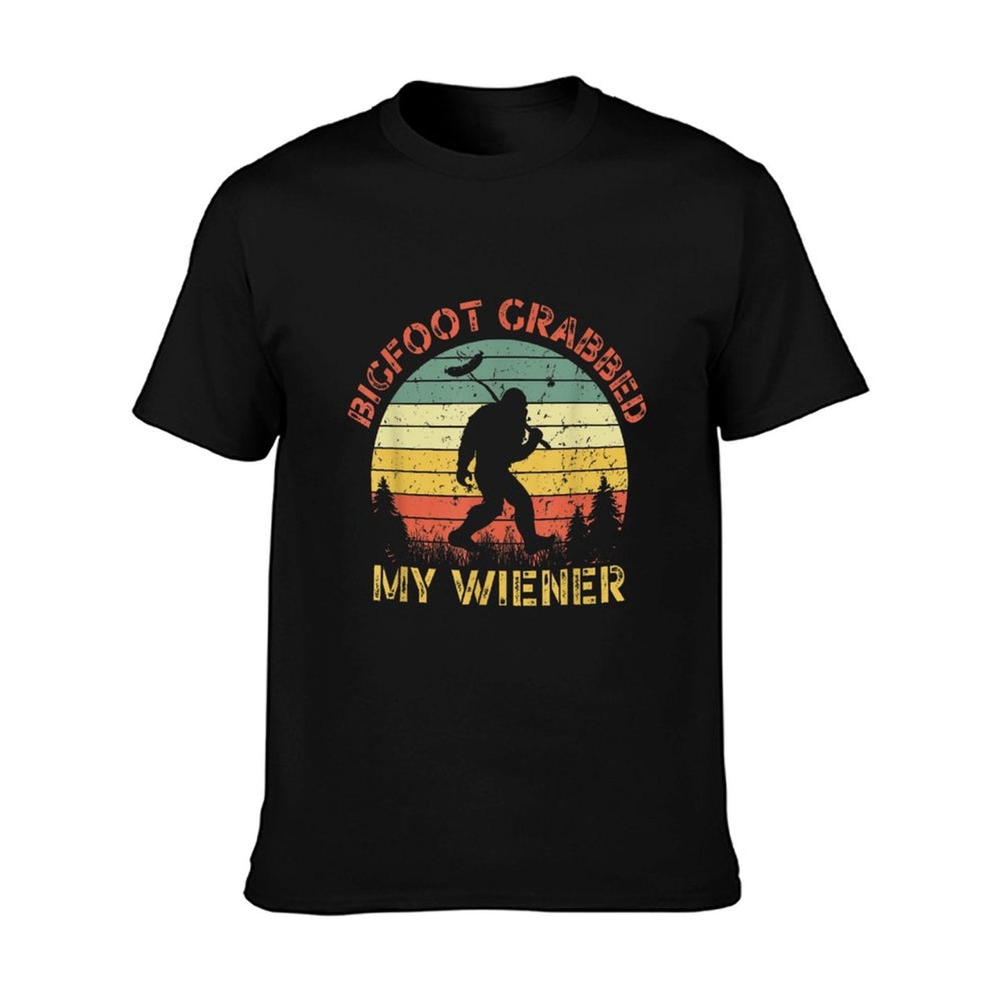 Funny Retro Bigfoot, Bigfoot Grabbed My Wiener Design T-Shirt