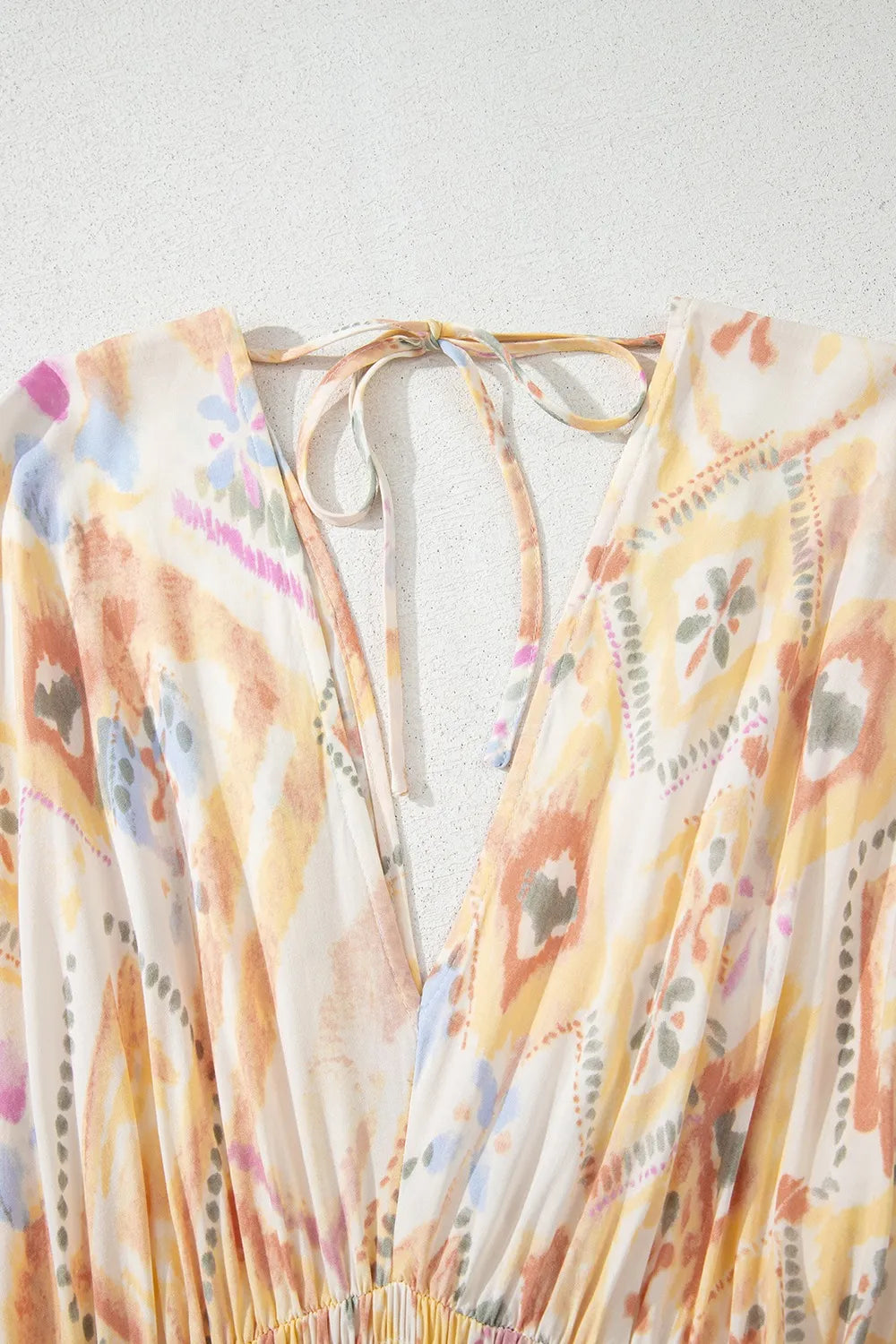 Printed Half Sleeve Shirred High Waist Maxi Dress