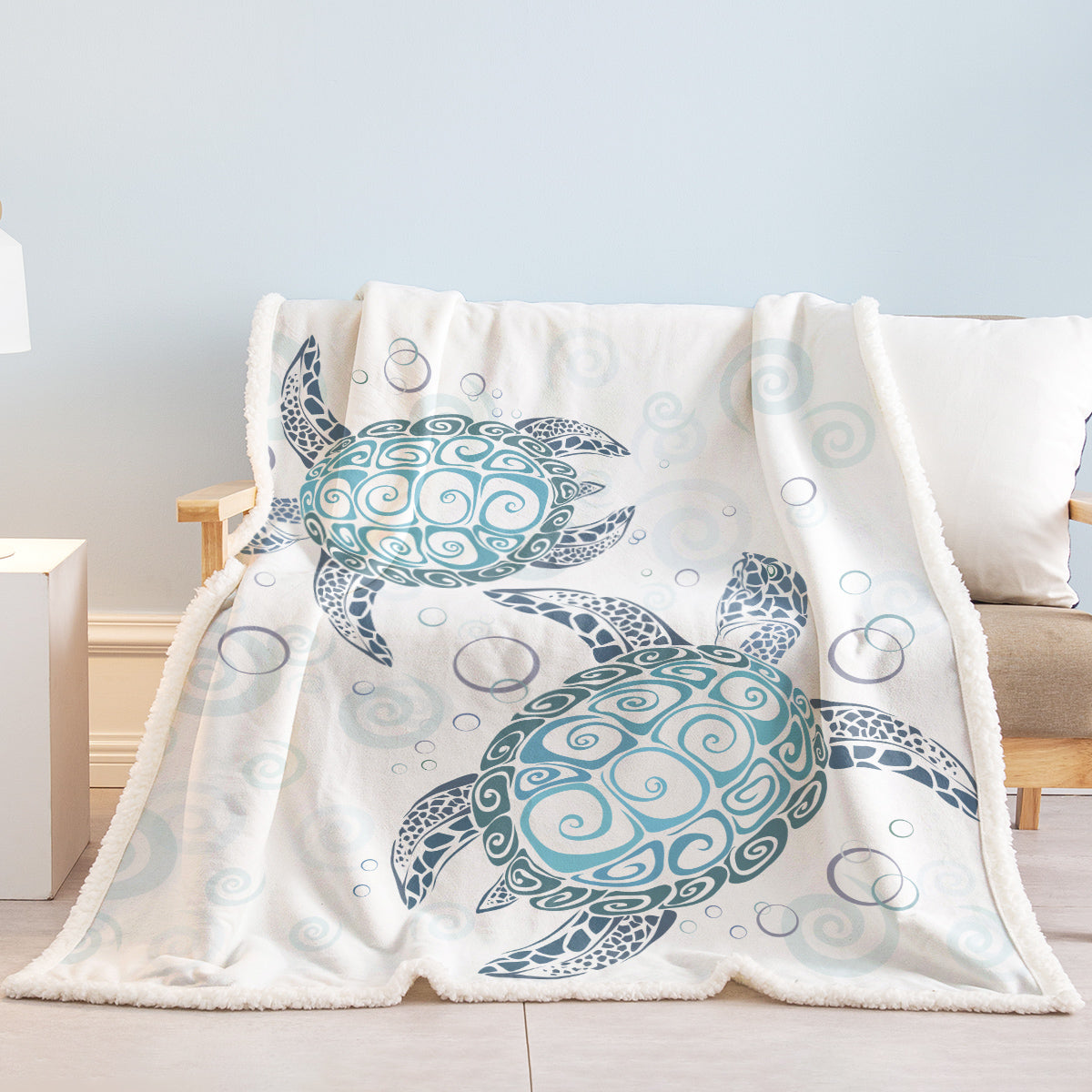 Serene Sea Turtle Sherpa Throw