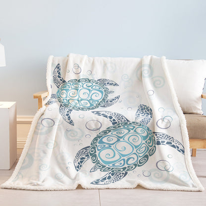 Serene Sea Turtle Sherpa Throw