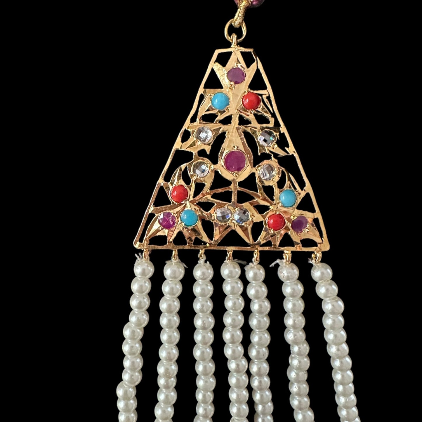 SAT97 Navratan satlada with double jhumka ( SHIPS IN 4 WEEKS )