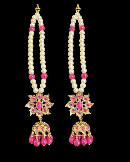 DER761 Ruby gold plated Karanphool jhumka ( Ruby ) ( READY TO SHIP )