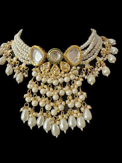 BR499 Nudar bridal set in kundan and pearls ( READY TO SHIP )