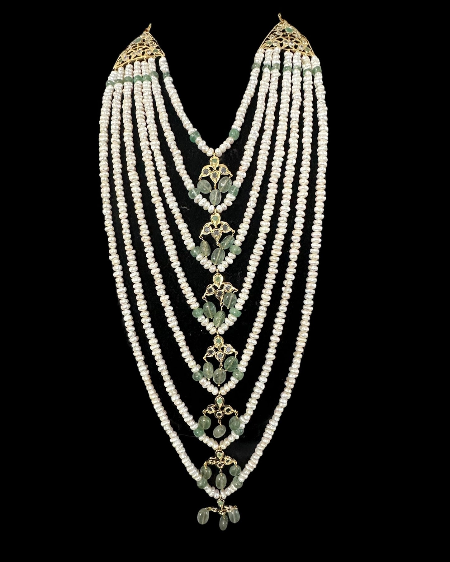 BR498 Insia bridal jadavi lacha satlada set in emeralds , ( READY TO SHIP )