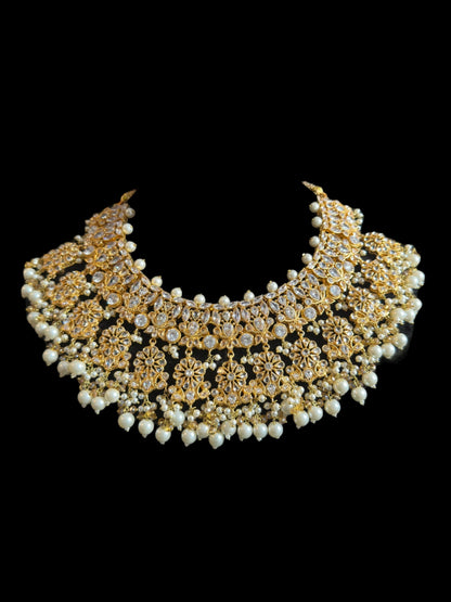 BR477 JIMENA bridal set in zircon and pearls ( SHIPS IN 4 WEEKS )