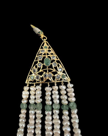 BR498 Insia bridal jadavi lacha satlada set in emeralds , ( READY TO SHIP )