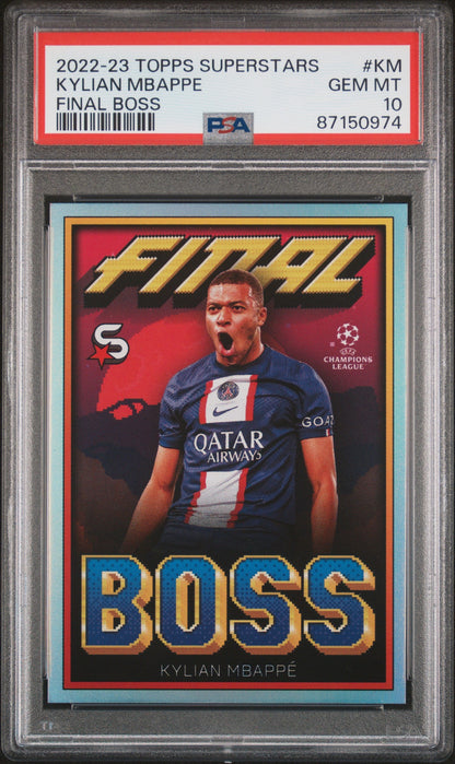 Graded 2022 Topps Superstarts Kylian Mbappe #KM Final Boss Soccer Card PSA 10 Gem Mint
