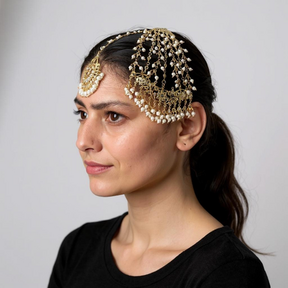 JTK10 Hira jhoomar and tika  in pearls ( SHIPS IN 3 WEEKS )