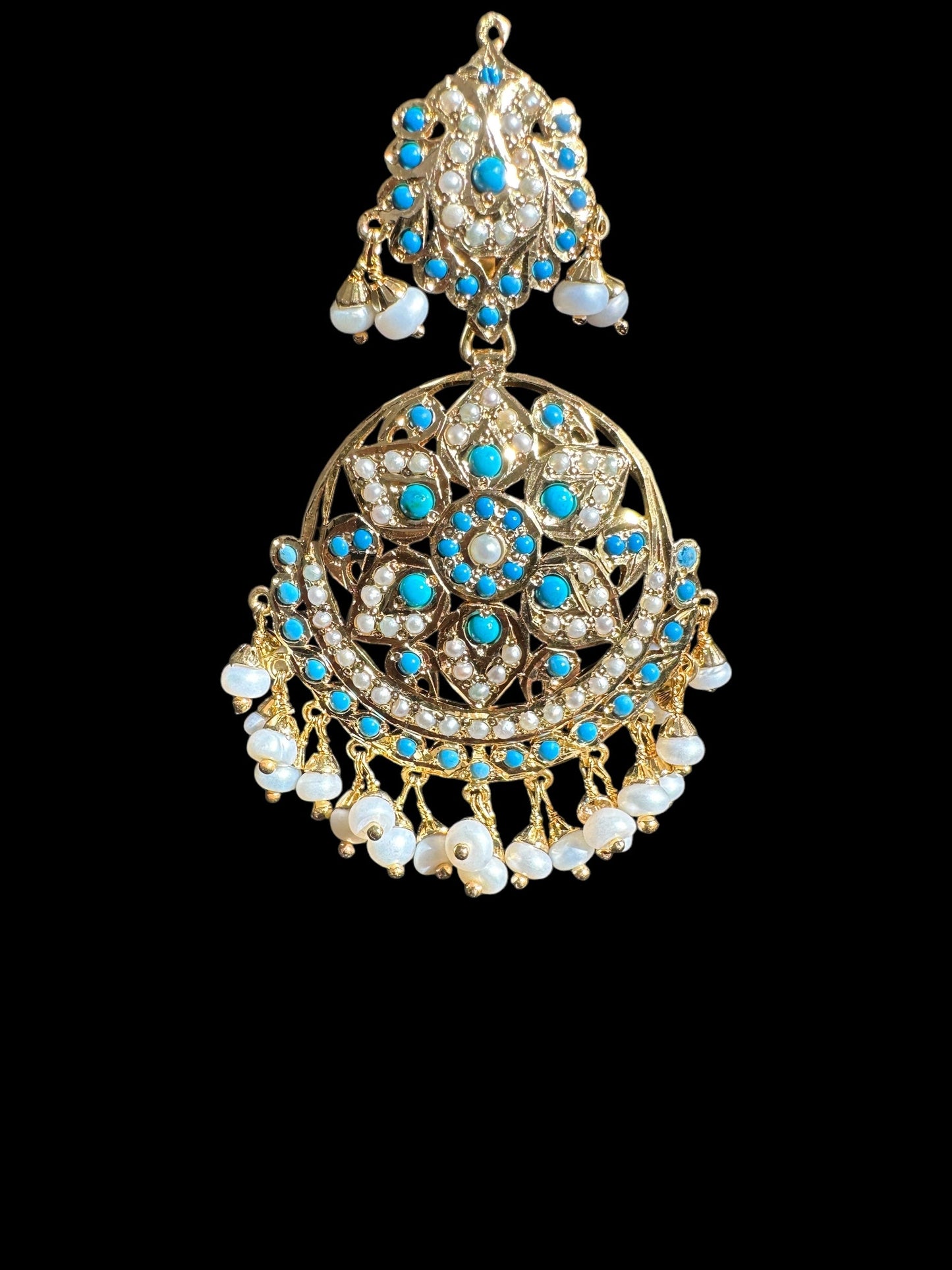 Freya Turquoise & Freshwater Pearl Earrings – Gold-Plated 92.5 Silver (Ready to Ship)