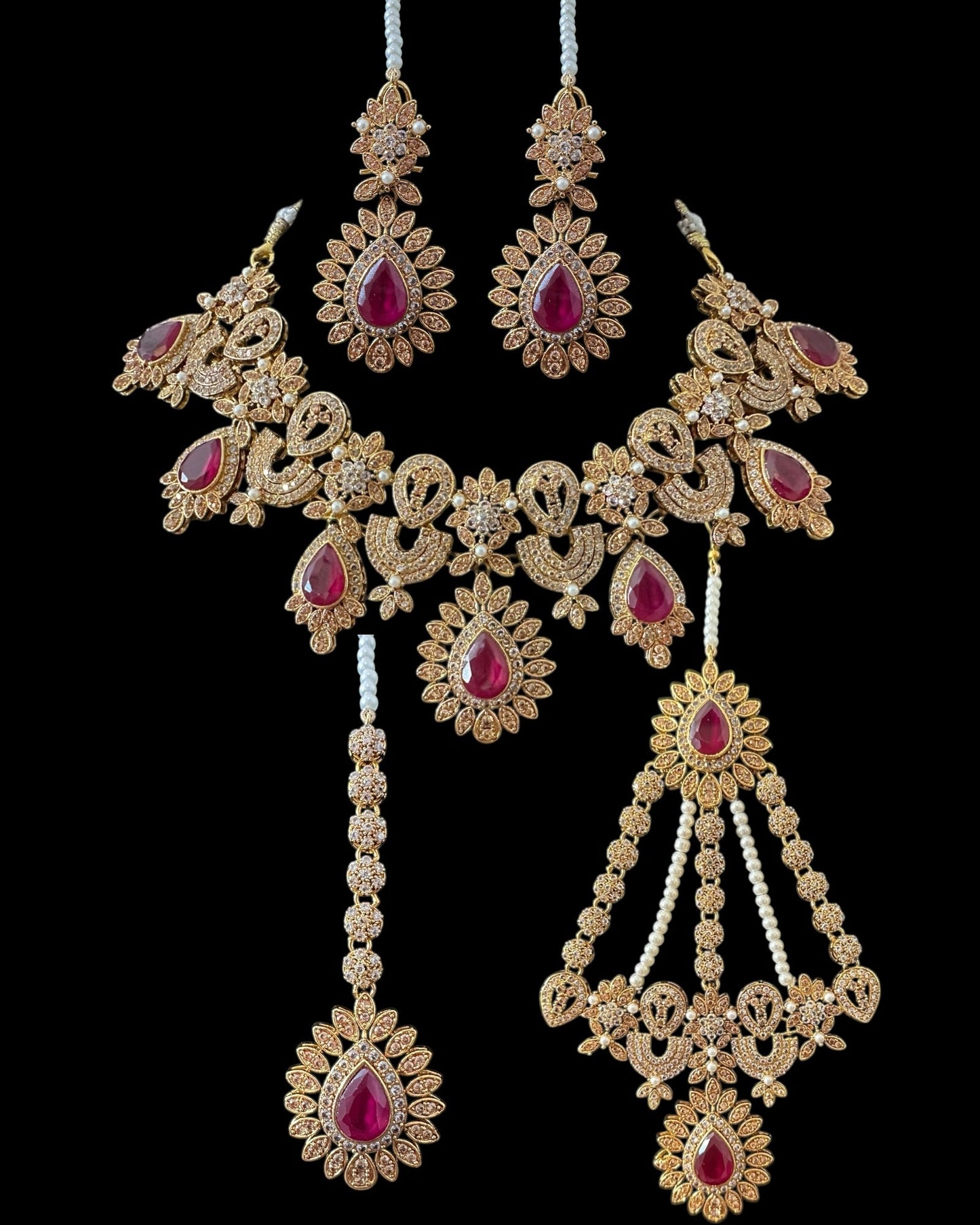 BR463 Ruby and zircon bridal set ( SHIPS IN 4 WEEKS )