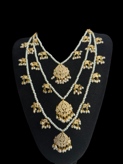 SAT114 Anya jadau 3 layered necklace / satlada in pearls ( READY TO SHIP )