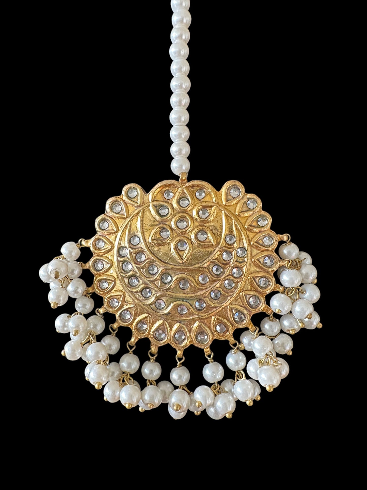 DJTK194 gold plated tika in kundan  and pearls ( READY TO SHIP  )