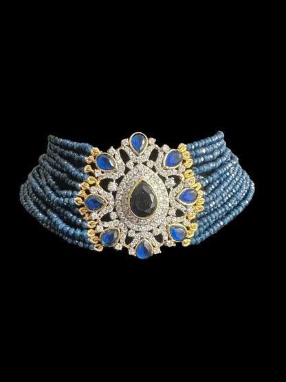 C523 Erin zircon choker in blue / sapphire ( READY TO SHIP )
