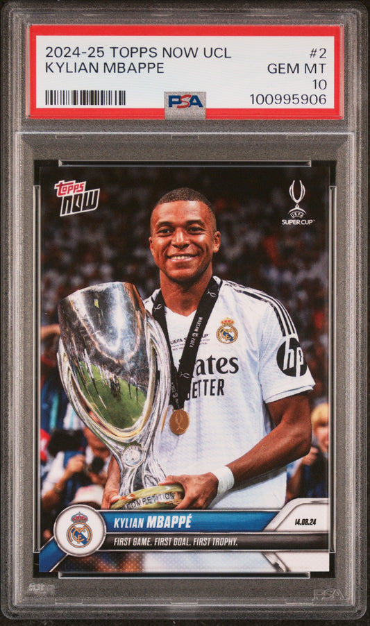 Graded 2024 Topps Now UEFA Champions League Kylian Mbappe #2 Soccer Card PSA 10 Gem Mint