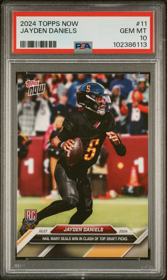 Graded 2024 Topps Now Jayden Daniels #11 Rookie RC Football Card PSA 10 Gem Mint