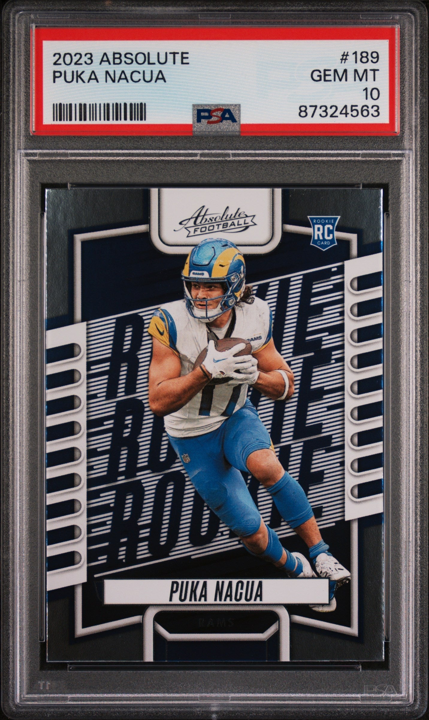 Graded 2023 Panini Absolute Puka Nacua #189 Rookie RC Football Card PSA 10 Gem Mint