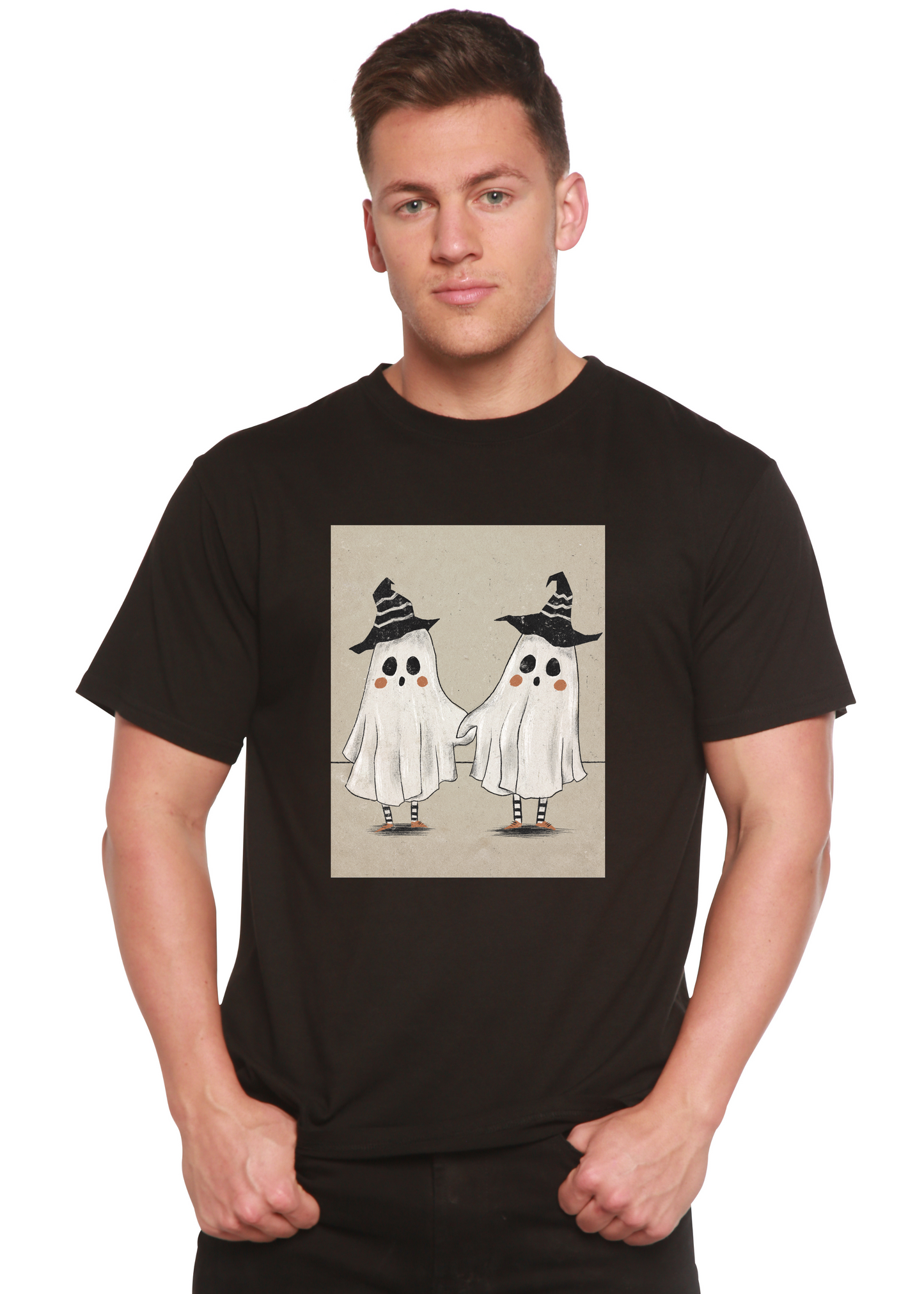 Cute Ghost Men's Bamboo Viscose/Organic Cotton Short Sleeve Graphic T-Shirt