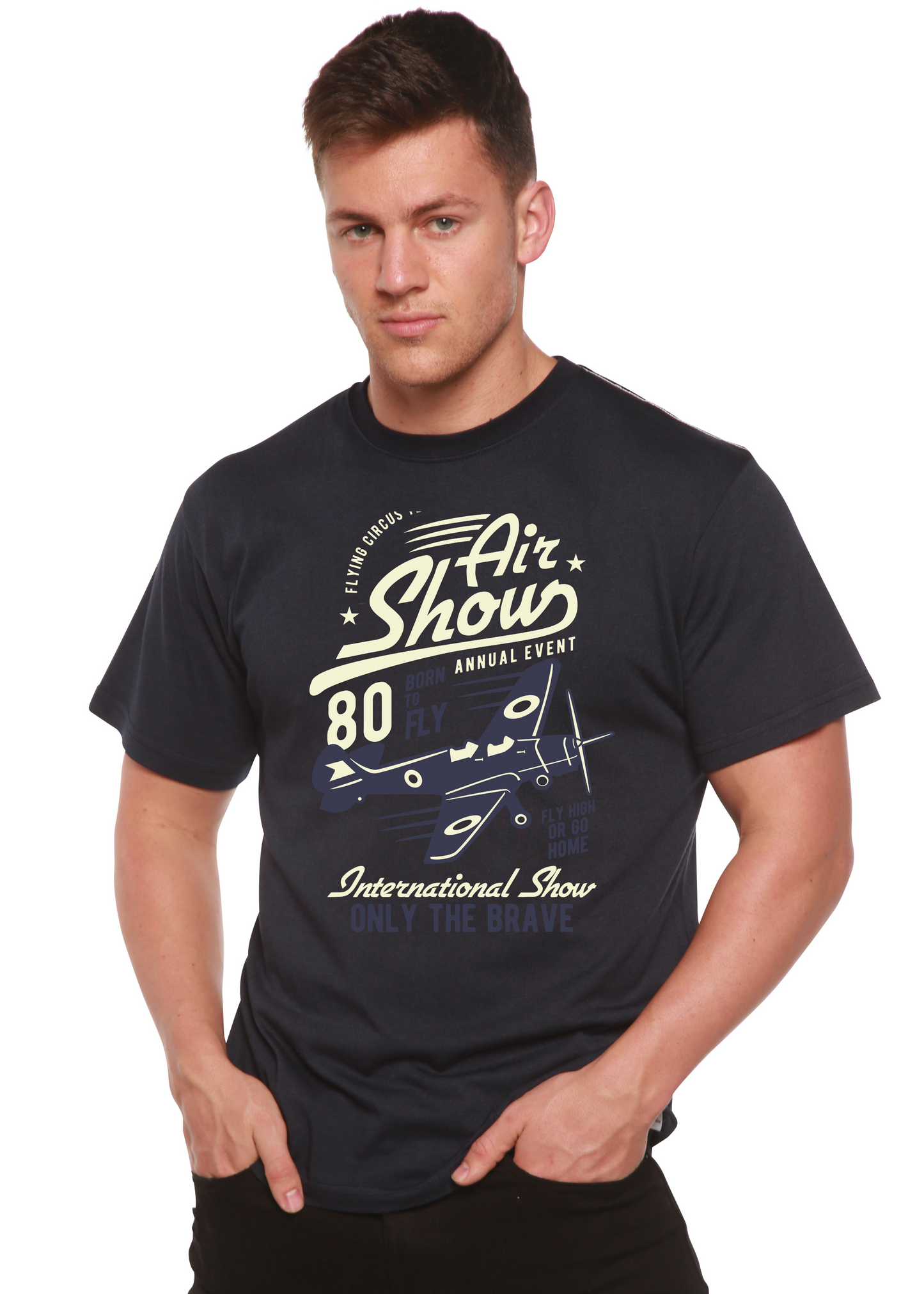 Air Show Men's Bamboo Viscose/Organic Cotton Short Sleeve Graphic T-Shirt