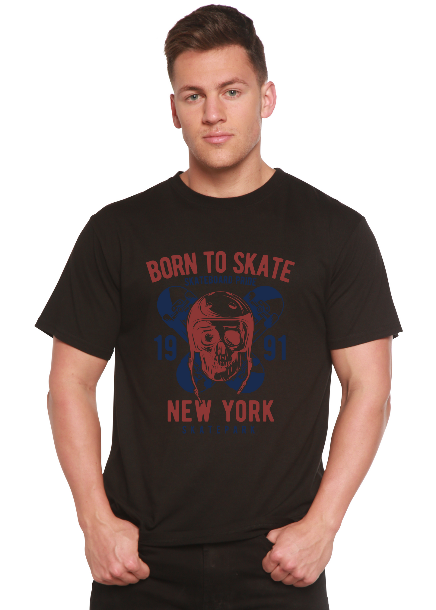Born To Skate 1991 New York Men's Bamboo Viscose/Organic Cotton Short Sleeve Graphic T-Shirt