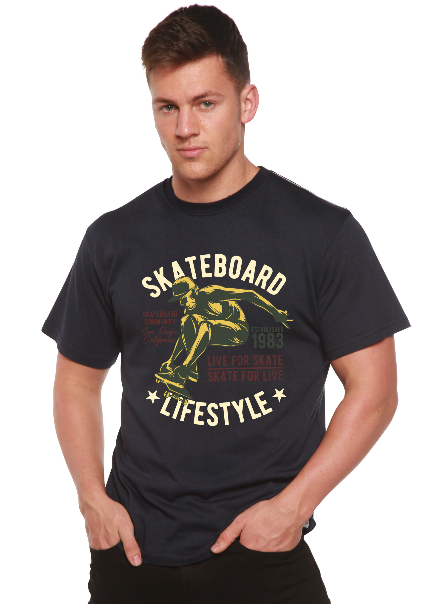 Skateboard Lifestyle Men's Bamboo Viscose/Organic Cotton Short Sleeve Graphic T-Shirt