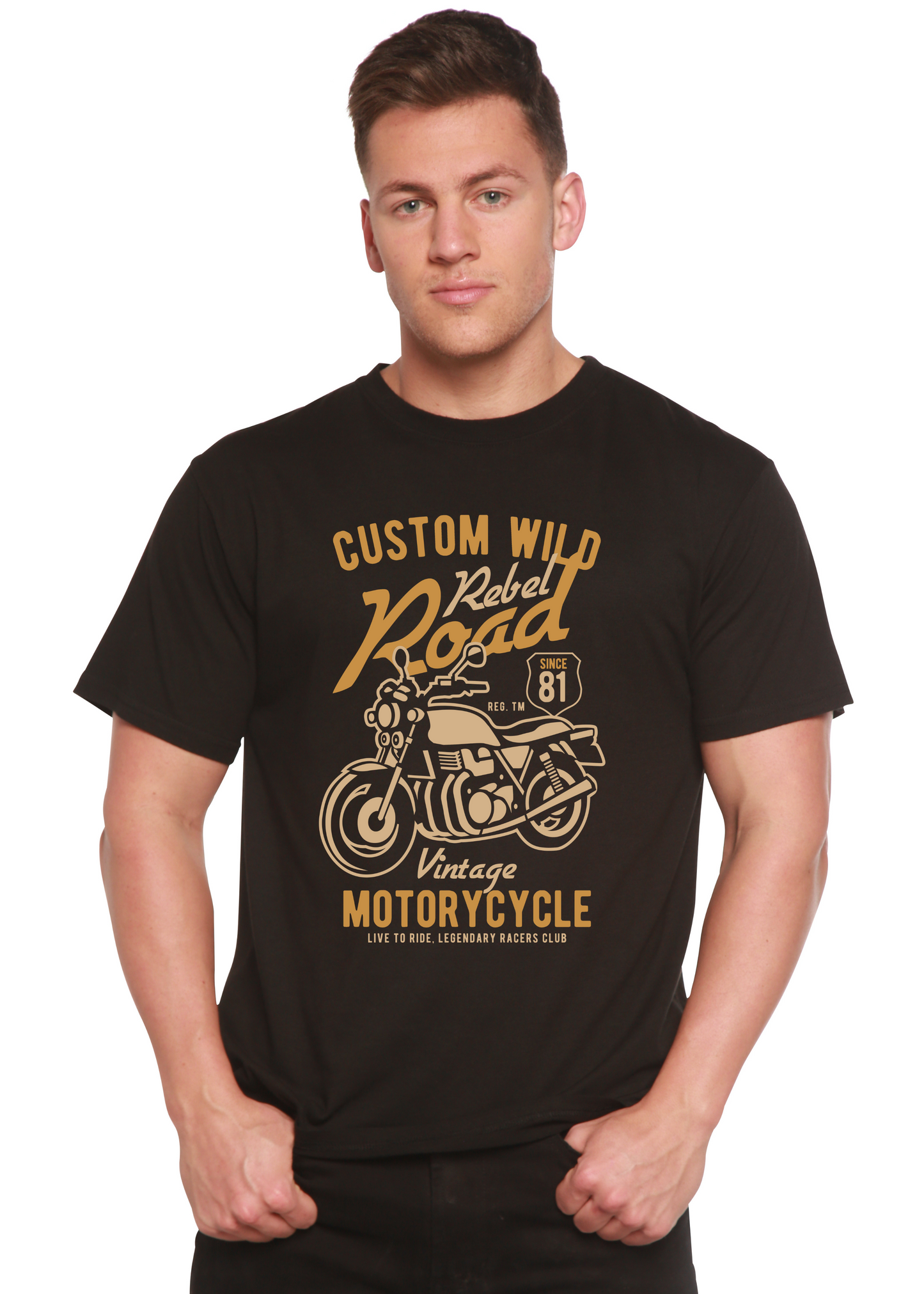 Custom Wild Men's Bamboo Viscose/Organic Cotton Short Sleeve Graphic T-Shirt