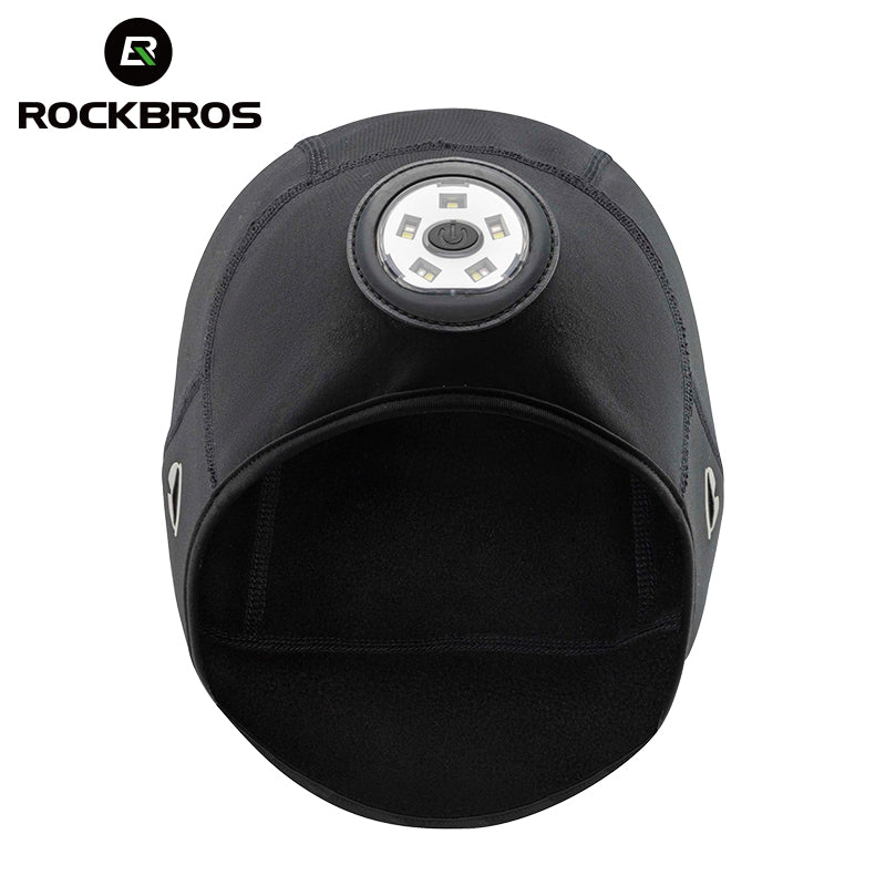 ROCKBROS Winter Bike Skull Cap Thermal Cycling Helmet Liner  Headwear with Light